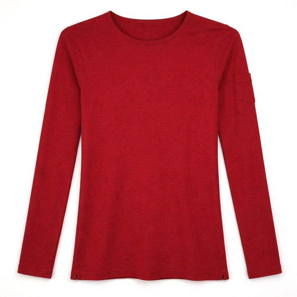 EUC Vintage Y2K M Lauren Ralph Lauren‎ Crew Neck Top Red LRL Monogram Arm Pocket